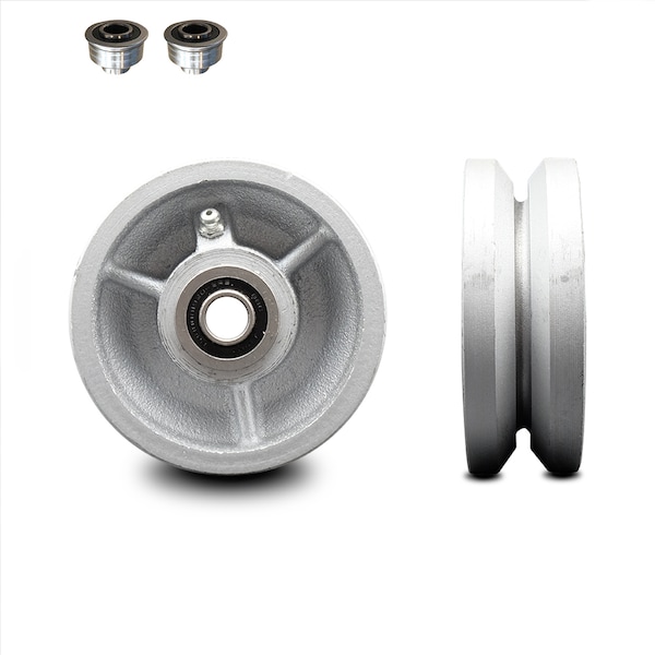 Service Caster SCC -4" Semi Steel Cast Iron V-Groove Wheel Only w/Ball Bearing -800 lbs Cpty SCC-VGB420 - main